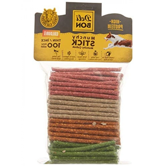 Karışık Renklerde Deri Munchy Çubuk, 100 Adet