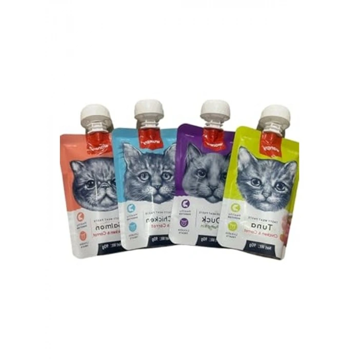 Karışık sıvı kedi ödül maması, 4 x 90 g pratik paket