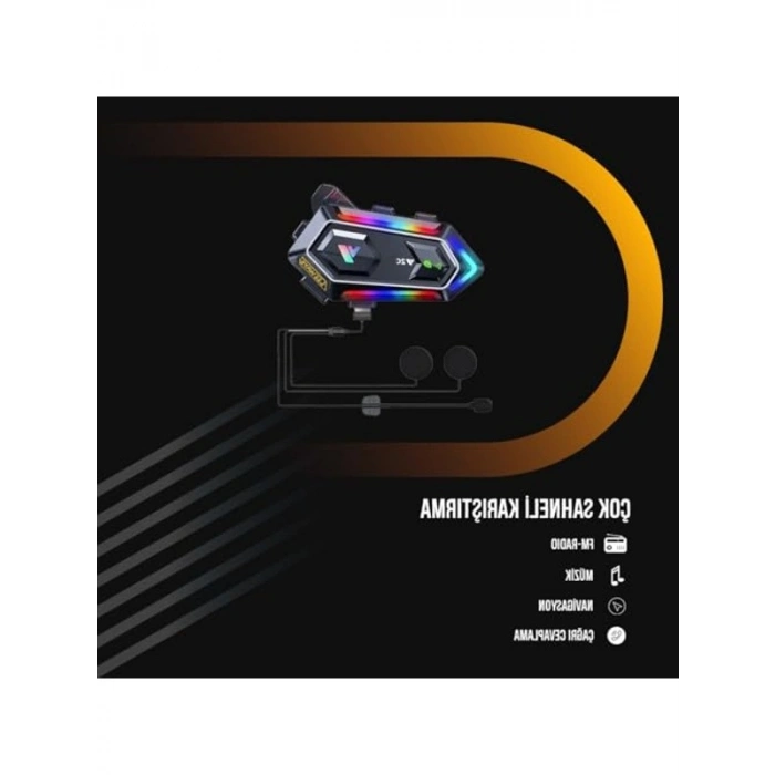 Kask İçin Bluetooth Kulaklık, RGB Işıklı İletişim Cihazı