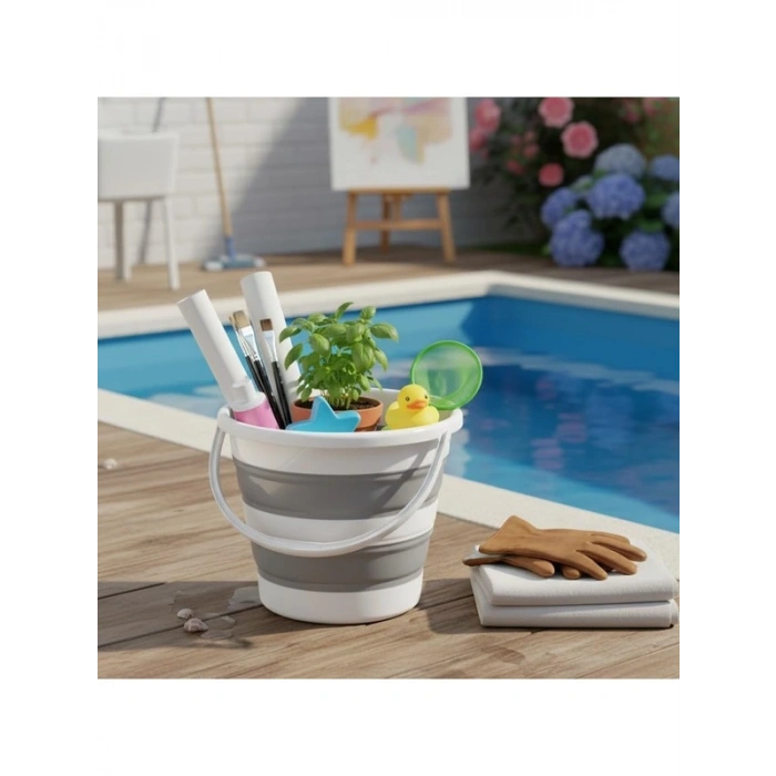 Katlanabilir Akordiyon Temizlik Kovası, 13 Litre, 32 cm Çap, Pratik Tasarım