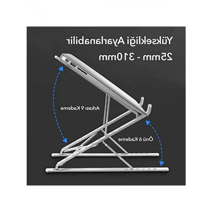 Katlanabilir Alüminyum Laptop Standı, İki Taraflı Ayarlanabilir