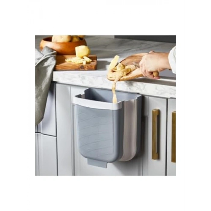 Katlanabilir Askılı Gri Banyo ve Mutfak Çöp Kovası