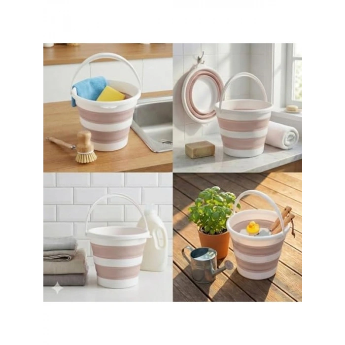 Katlanabilir Kova, Pembe Renk Temizlik ve Bebek Yıkama için Pratik