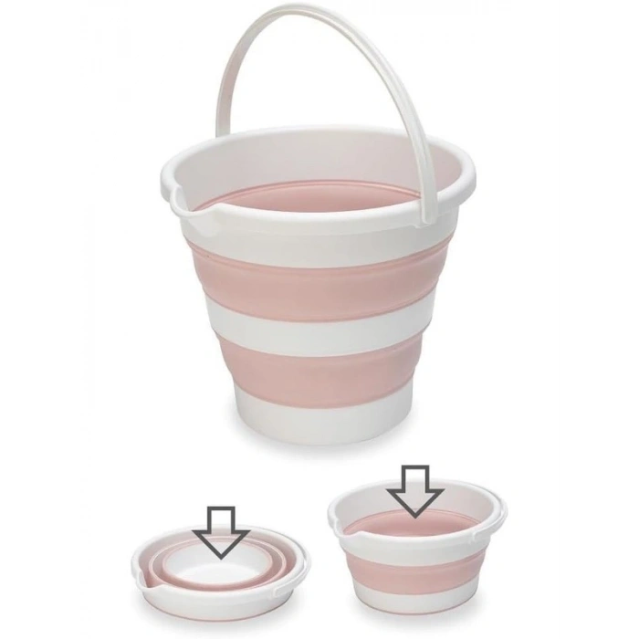 Katlanabilir Kova, Pembe Renk Temizlik ve Bebek Yıkama için Pratik