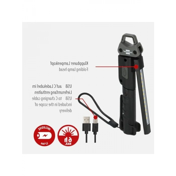 Katlanabilir LED Atölye Lambası - 400 Lm, USB C Şarjlı