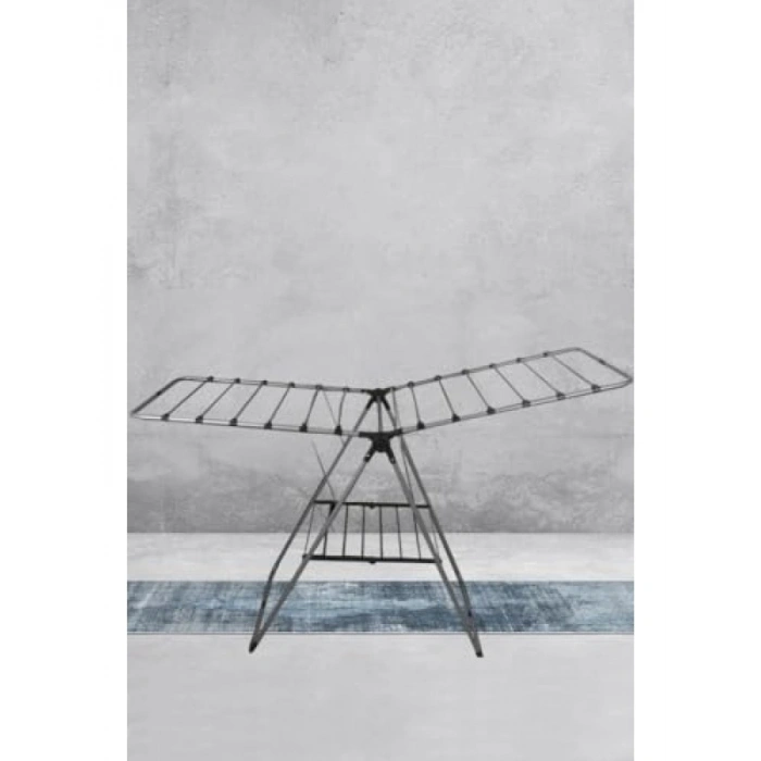 Katlanabilir Metal Çamaşır Kurutma Askısı - Gri