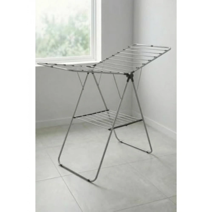 Katlanabilir Metal Çamaşır Kurutma Askısı - Gri