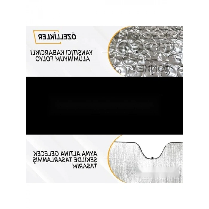 Katlanabilir Metalize Ön Cam Güneşliği - 140x70 cm