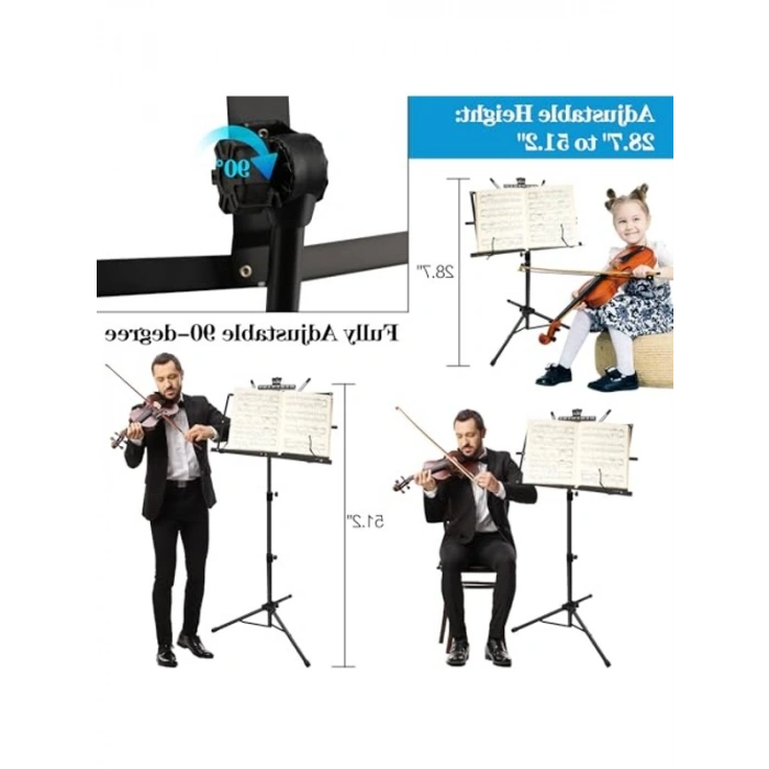 Katlanabilir Nota Standı, Taşıma Çantası ve Klips İçerir