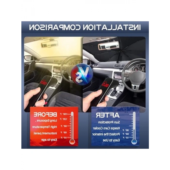 Katlanabilir Ön Cam Güneşliği, UV Işınlarından Koruyan Reflektör, 137 cm x 88 cm