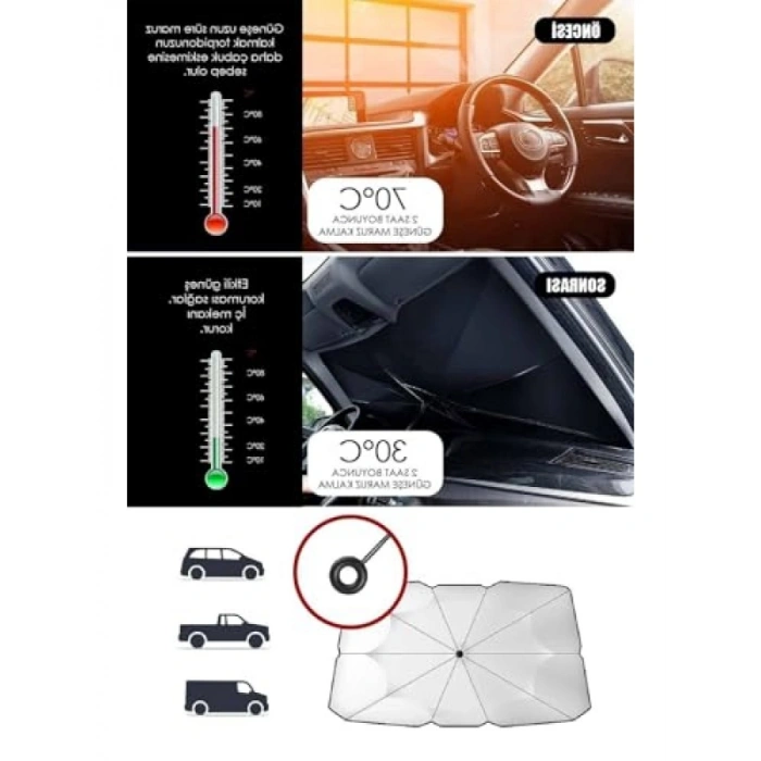 Katlanabilir Ön Cam Güneşlik - 140 cm x 75 cm