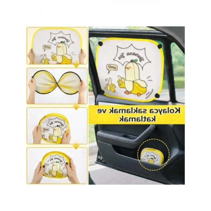 Katlanabilir Oto Yan Cam Güneşliği - 2 Adet Vantuzlu