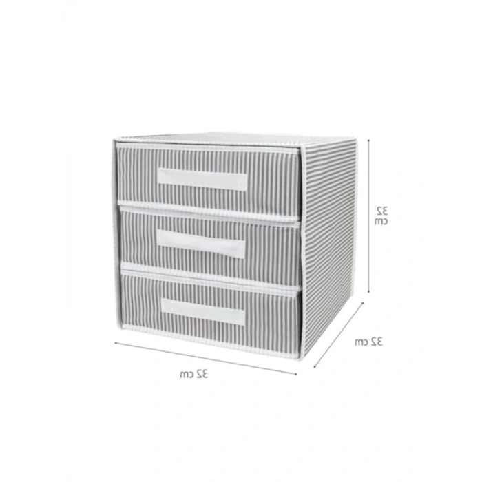 Katlanabilir Üç Çekmeceli Dolap Düzenleyici - 32x32x32 cm