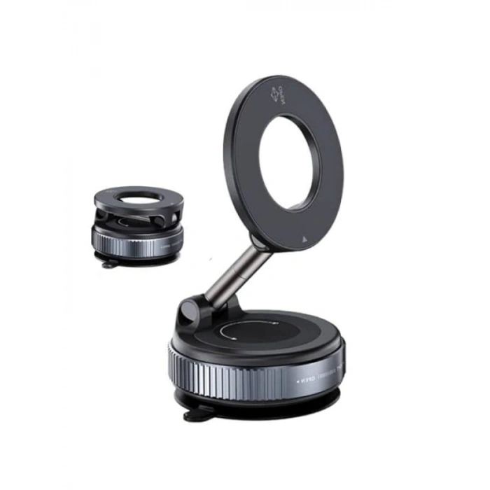 Katlanabilir Vakumlu Manyetik Araç Telefon Tutucu - Siyah