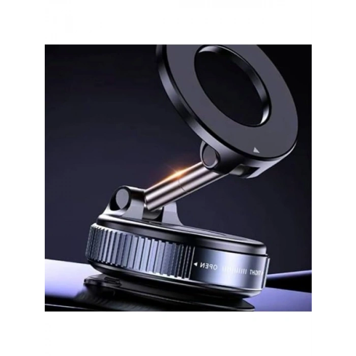 Katlanabilir Vakumlu Manyetik Araç Telefon Tutucu - Siyah