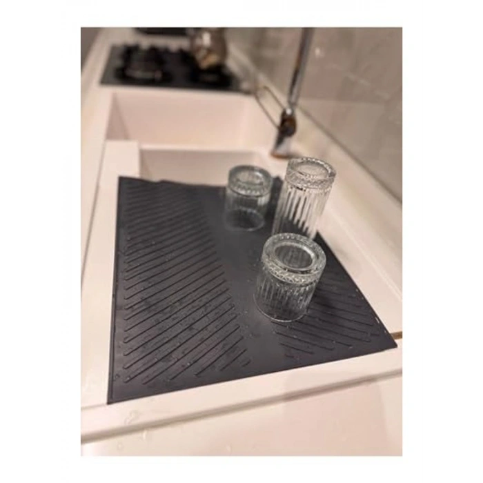 Katlanabilir ve Isıya Dayanıklı Silikon Kurutma Matı, Gri