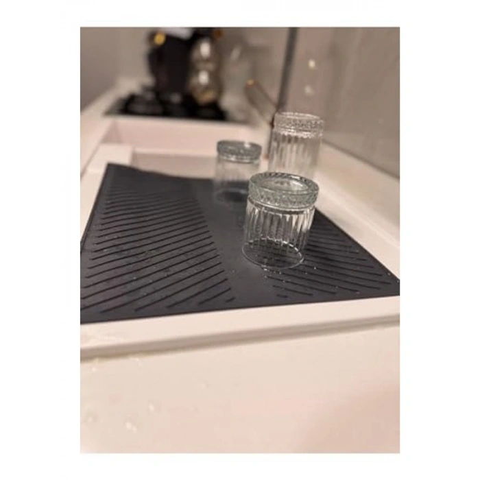 Katlanabilir ve Isıya Dayanıklı Silikon Kurutma Matı, Gri