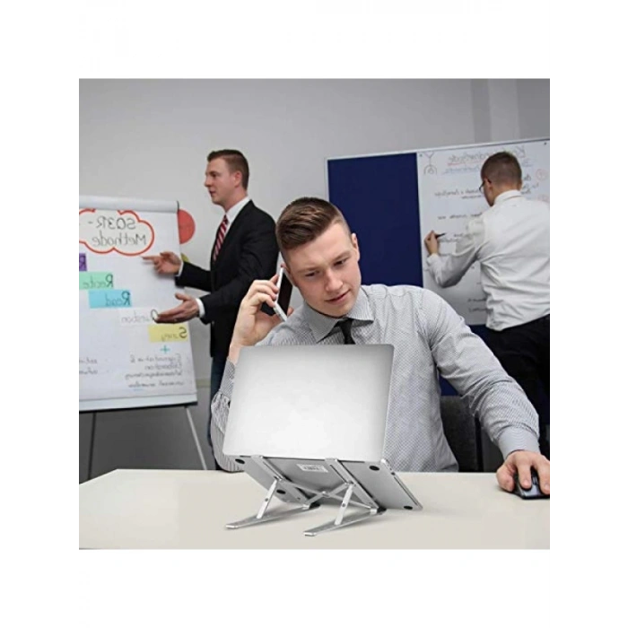Katlanır Aluminyum Dizüstü Bilgisayar Standı, Gümüş