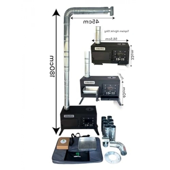 Katlanır Ayaklı Kuzineli Kamp Sobası, Çantalı