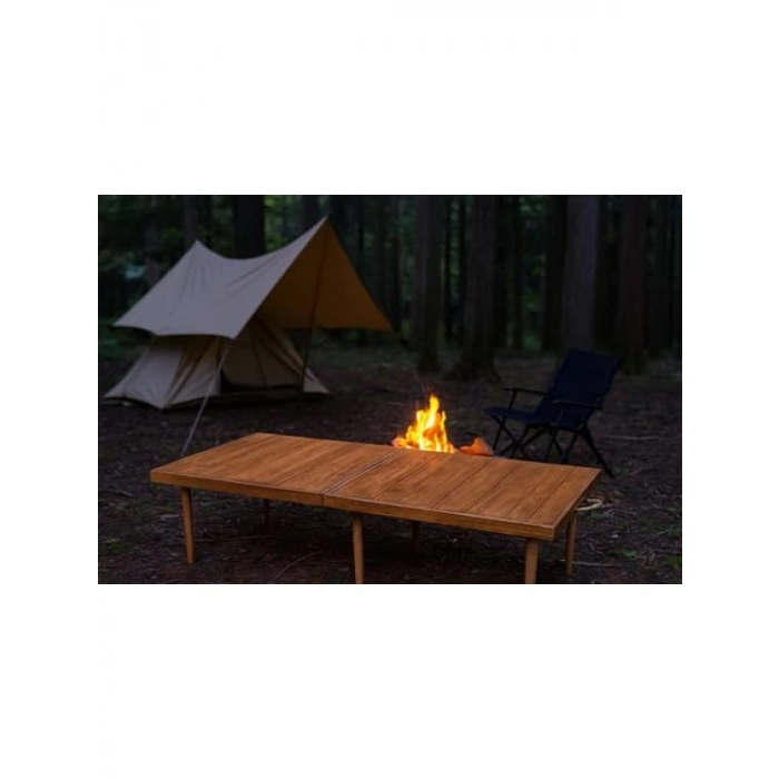 Katlanır Bahçe Masası - 50x50 cm, Ceviz Renk