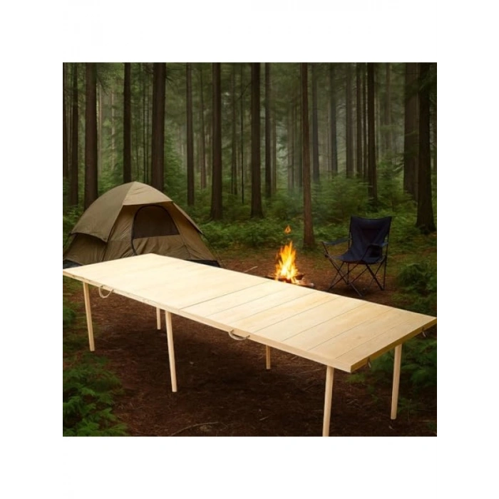 Katlanır Bahçe Masası - 75x228 cm, Ham Naturel Renk