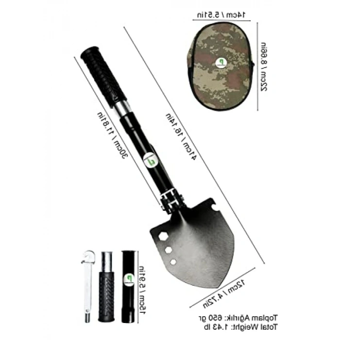 Katlanır Çok Amaçlı Kamp Küreği ve Multitool Seti