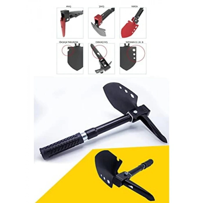 Katlanır Çok Amaçlı Kamp Küreği ve Multitool Seti