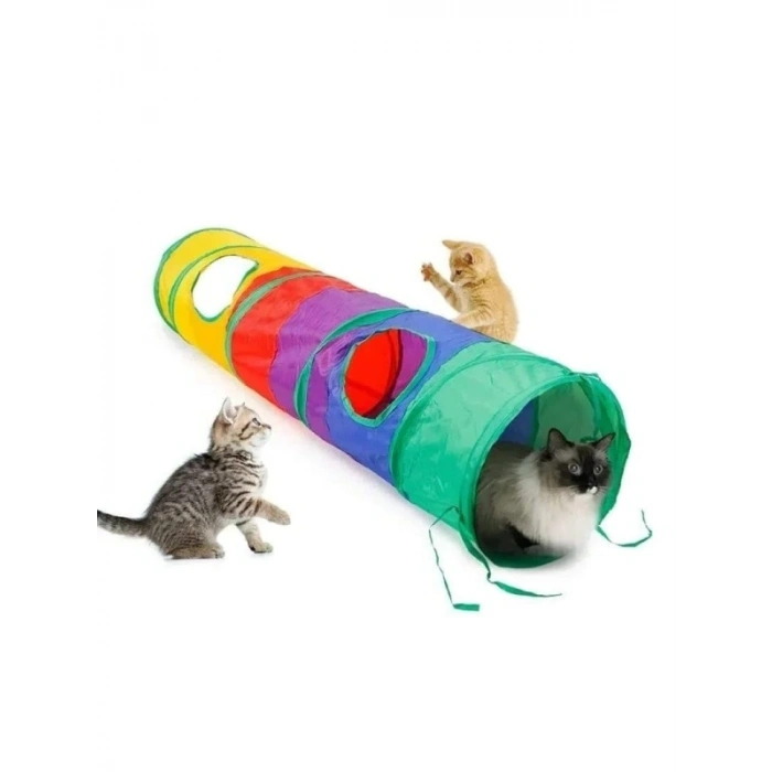 Katlanır Gökkuşağı Kedi Tüneli Oyun Alanı