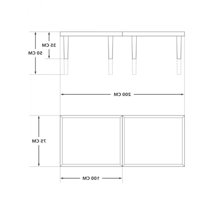 Katlanır Kamp ve Bahçe Masası - 75x200 cm, Ceviz Renk