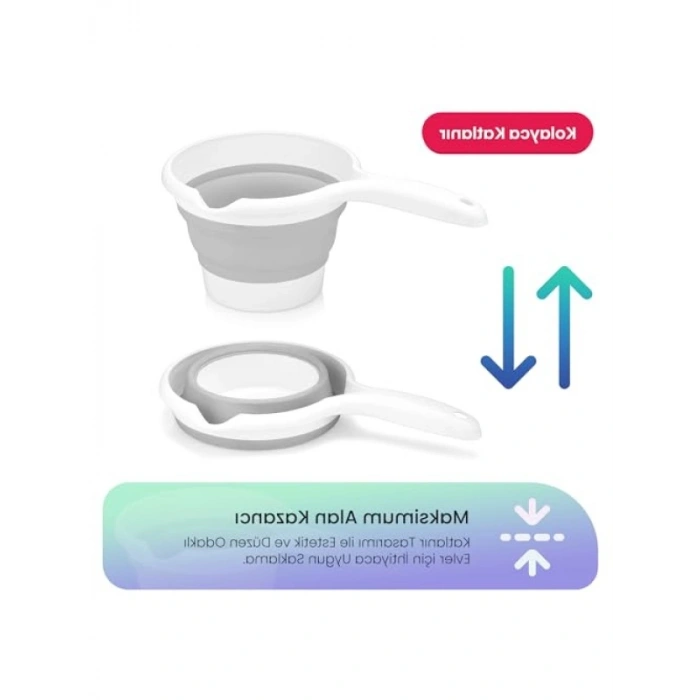 Katlanır Tasarıma Sahip Pratik Maşrapa - 1.2 L Kapasite, Gri Renk