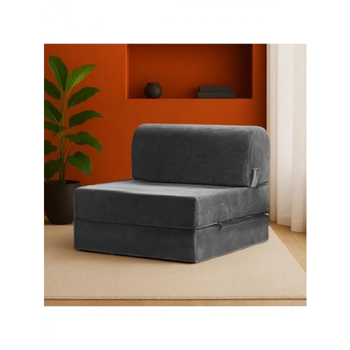Katlanır Yataklı Koltuk - Gri, 80 x 70 x 60 cm