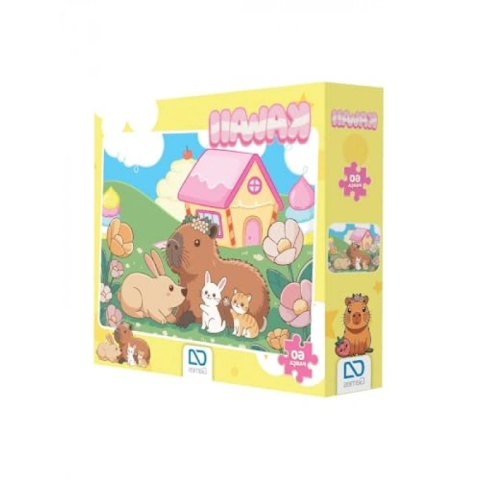 Kawaii Desenli 60 Parça Çocuk Puzzle Yapboz