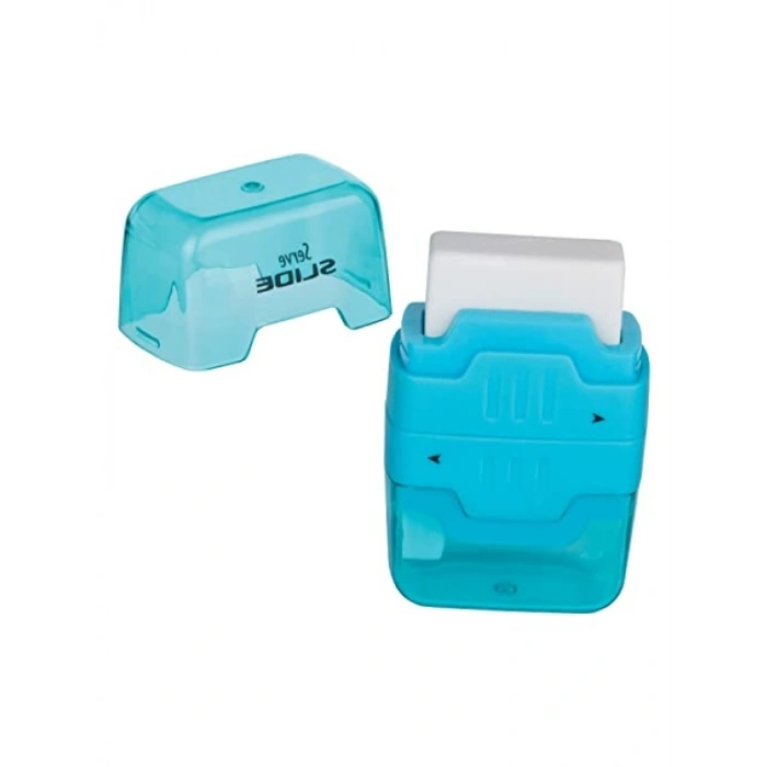Kaydırmalı Silgili Kalemtıraş - Mavi, 2li Set