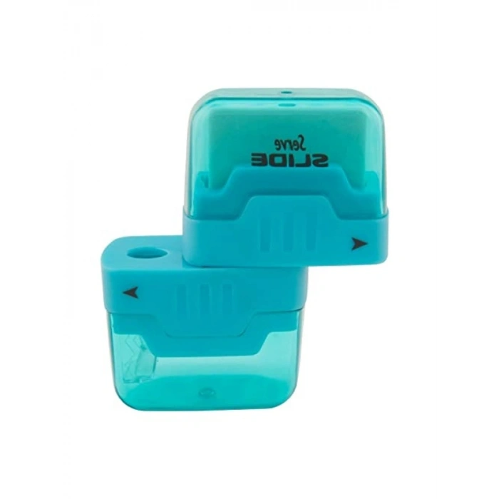 Kaydırmalı Silgili Kalemtıraş - Mavi, 2li Set