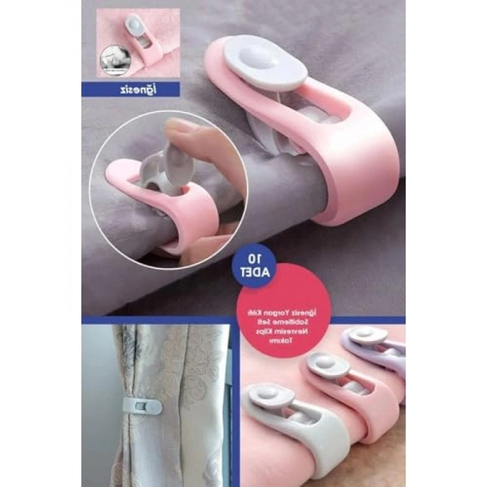 Kaydırmaz Nevresim Örtü Düzenleyici Klips - 10 Adet