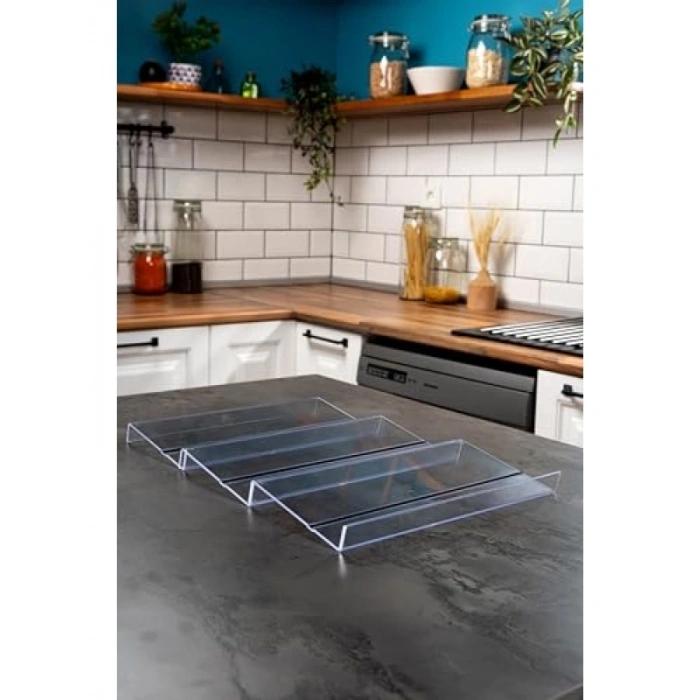 Kaydırmaz Pedli Şeffaf Baharatlık Standı, 3 Adet