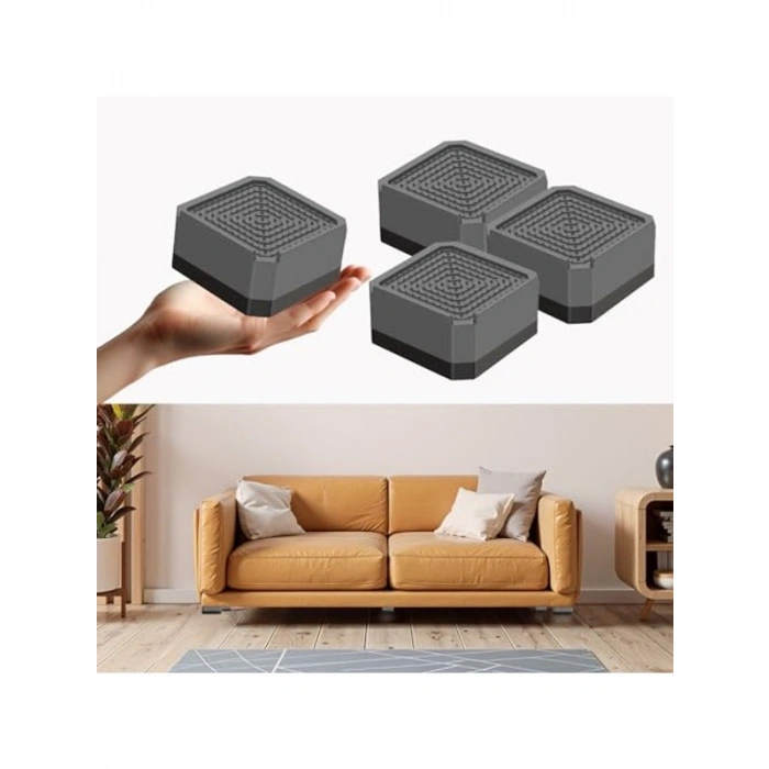 Kaydırmaz Yükseltici 4lü Ayak Seti, 4 CM Kare Tasarım ile