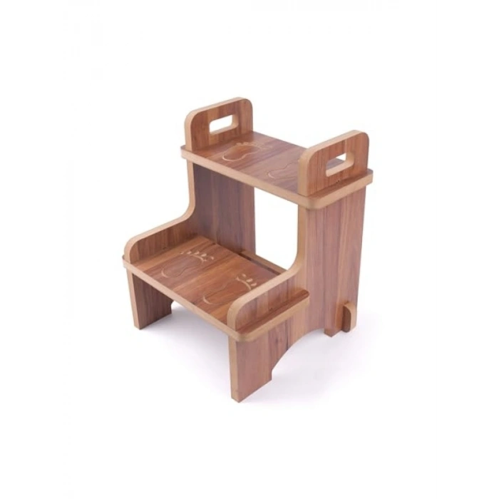 Kaymaz Ahşap Basamak Tabure - 36x36x40 cm, MDF Melamin Kaplama