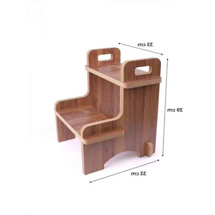 Kaymaz Ahşap Basamak Tabure - 36x36x40 cm, MDF Melamin Kaplama