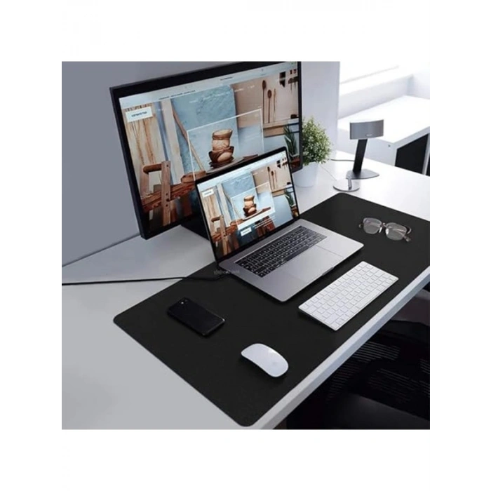Kaymaz Deri Mouse Pad, 60x30 cm, Suya Dayanıklı, Çift Taraflı Kullanım