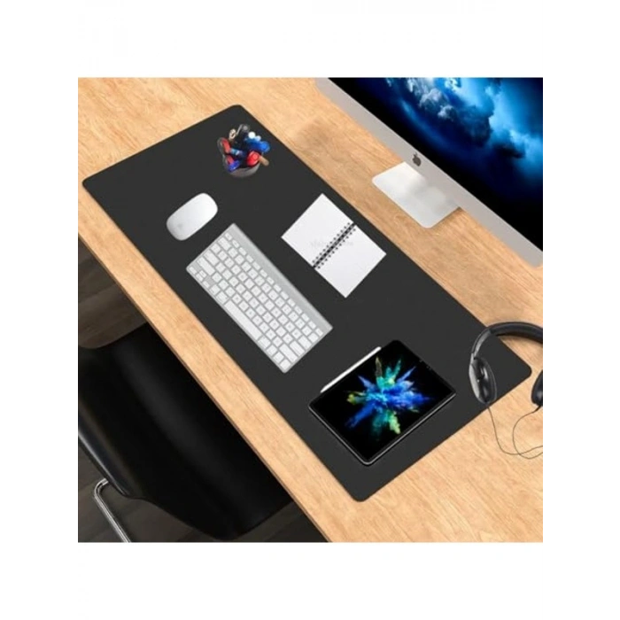 Kaymaz Deri Mouse Pad, 60x30 cm, Suya Dayanıklı, Çift Taraflı Kullanım