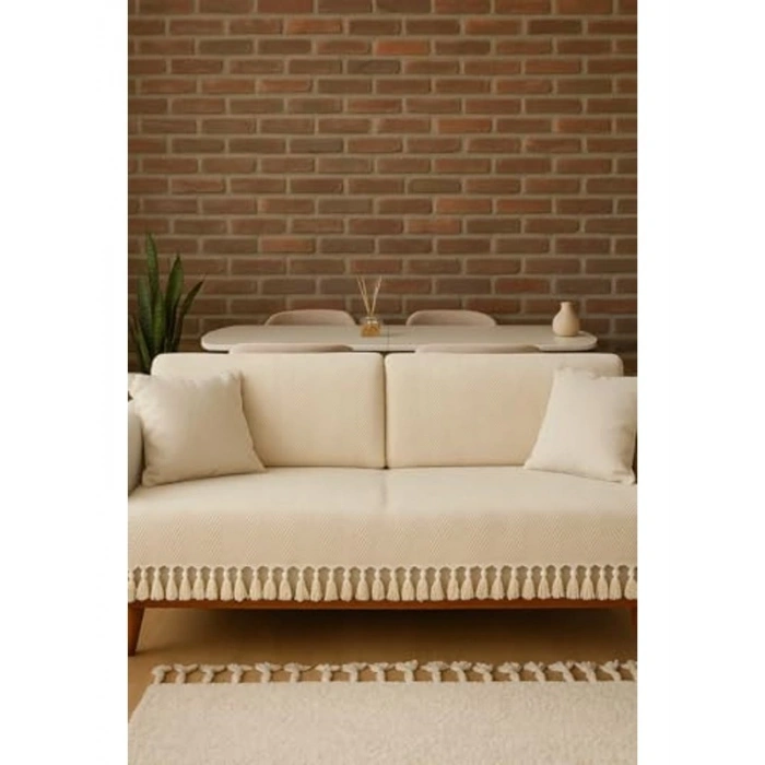 Kaymaz Kumaş Koltuk Örtüsü, 175 X 200 Cm Ölçüsünde Bej Renk