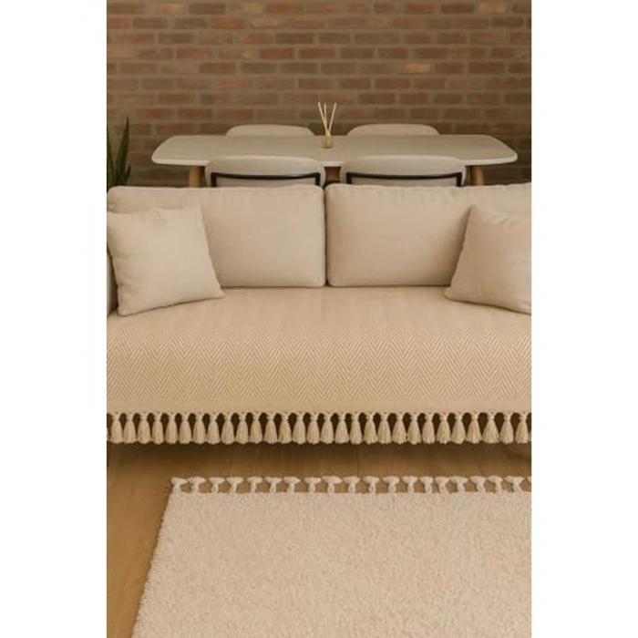 Kaymaz Kumaş Koltuk Örtüsü, 175 X 200 Cm Ölçüsünde Bej Renk
