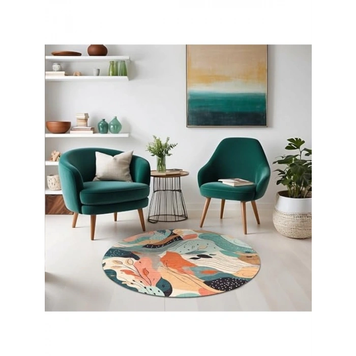 Kaymaz Pamuk Tabanlı Halı, Yıkanabilir, 100x100 cm