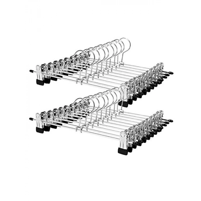 Kaymaz Pantolon Askısı, 20li Set, Metal ve Krom Kaplama