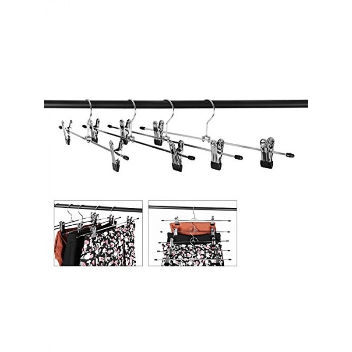 Kaymaz Pantolon Askısı, 20li Set, Metal ve Krom Kaplama