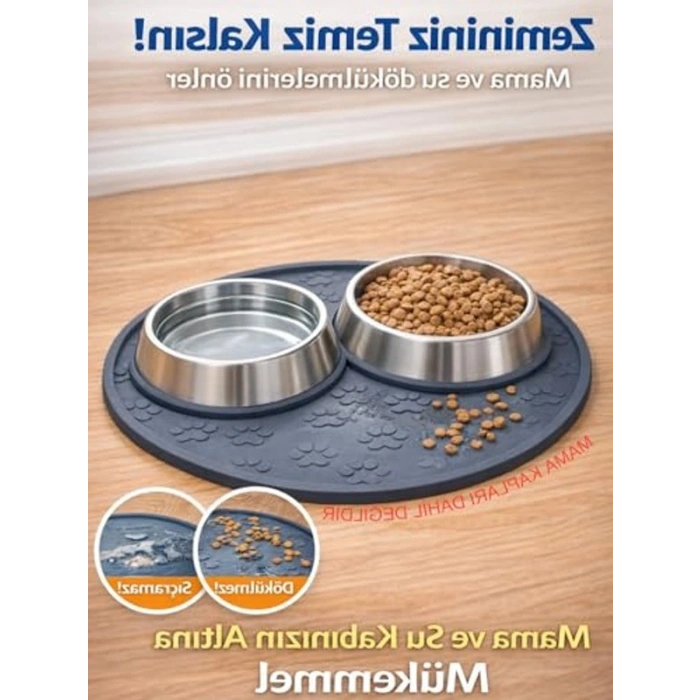 Kaymaz Su Geçirmez Mama Kabı Altlığı, Kolay Temizlenir Paspas