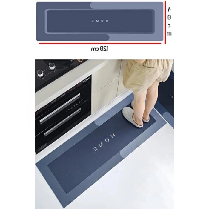 Kaymaz Tabanlı Banyo Paspası - Süper Emici (Mavi)