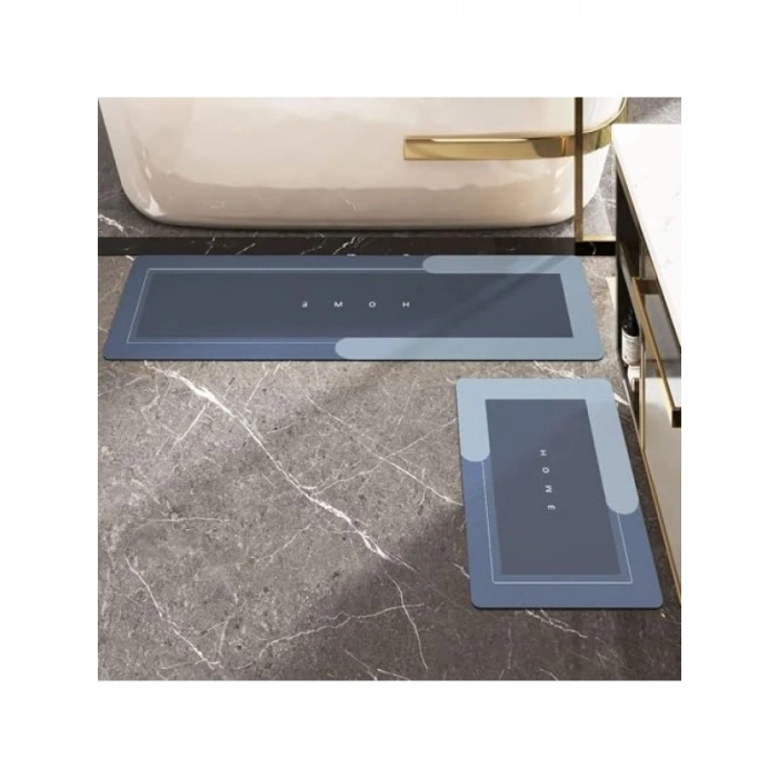 Kaymaz Tabanlı Banyo Paspası - Süper Emici (Mavi)