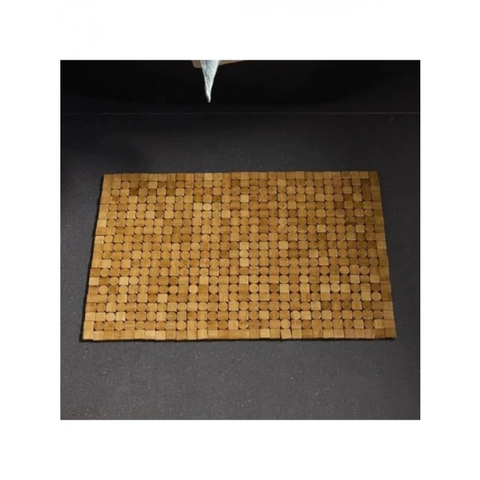 Kaymaz Tabanlı Doğal Bambu Banyo Matı, 50x80 cm